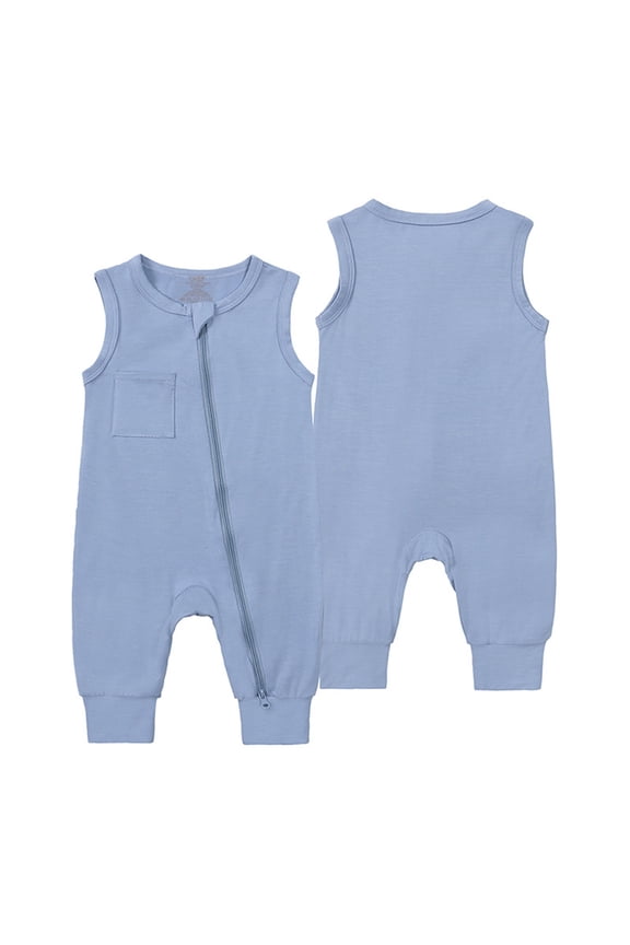 Toddler Baby Rompers Footless Pajamas Zipper Sleeveless Sleeper Jumpsuit Onesie Boho 12-18M