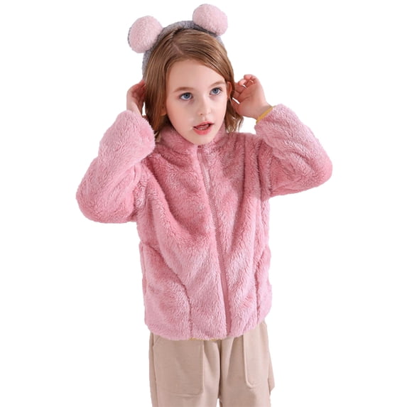 TAIAOJING Toddler Boy Girl Jacket Zip Up Kids Baby Warm Girls Boys Flannel Winter Sweatshirt Thick Coats Spring Fall Jackets 1-2 Years