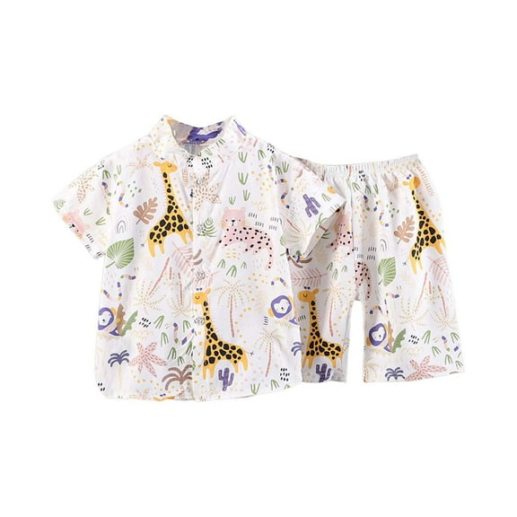 TAIAOJING Toddler Boys Cartoon Animal Beach Shirt & Shorts Outfits Sets Summer Casual 2PCS Outfits Sets Classic 2-3Y