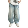 thumbnail image 1 of TAIAOJING Toddler Boys Casual Straight Leg Jeans Trousers Loose Denim Pants With Pockets Trousers Trendy 7-8Y, 1 of 8