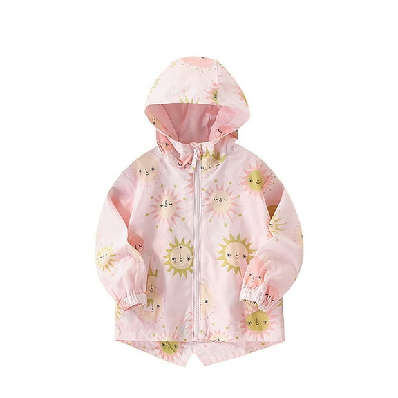 TAIAOJING Toddler Boys Girls Jacket Kids Girls Autumn Cartoon Printed Hooded Zipper Cardigan Coat Children's Clothing Spring Fall Jackets 2-3 Years