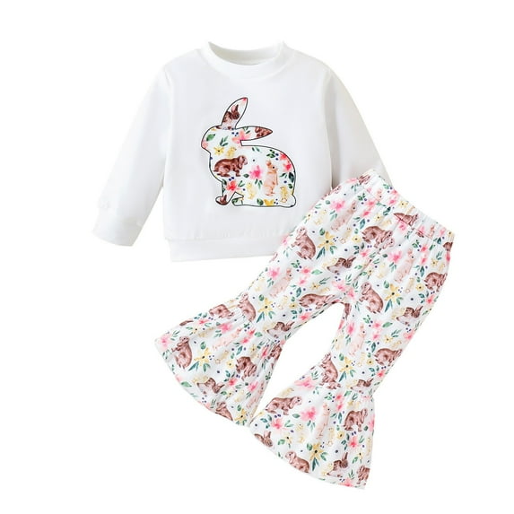 TAIAOJING Toddler Boys Girls Long Sleeve Easter Carrot Prints T-Shirt Pullover Tops Pants Outfits