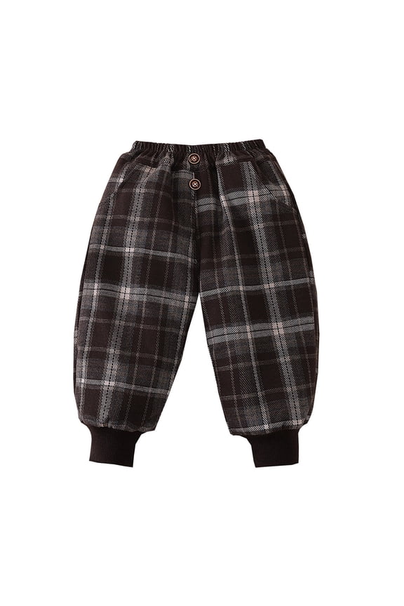 Toddler Boys Girls Plaid Pants Winter Warm Long Pants Sweatpants Trousers Relaxed Fit Baby Child Daliywear 3-4 Years