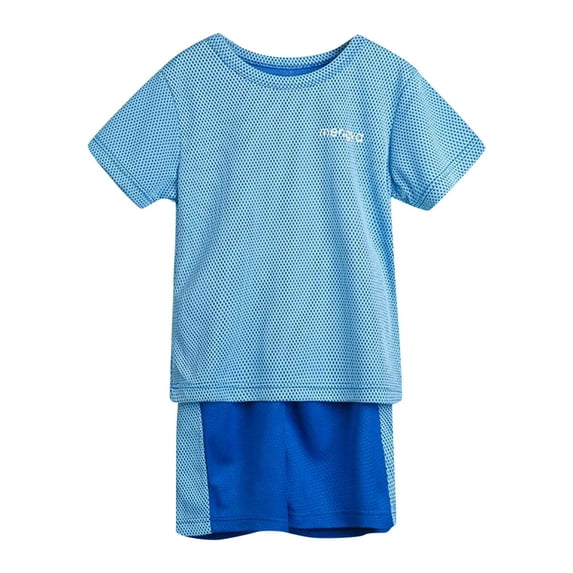 TAIAOJING Toddler Boys Girls Short Sleeve Fashion Patchwork Color Breathable Mesh Cool Tops Shorts 2PCS Sports Outfits Clothes Set For 2-3 Years