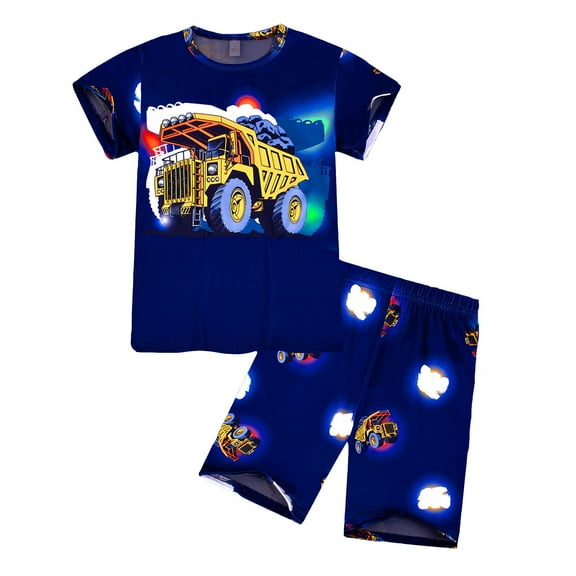 TAIAOJING Toddler Boys Outfits Sets For Home Casual Comfortable Short Sleeve Tops And Shorts Combo For Ages 3-8 Soft 7-8Y