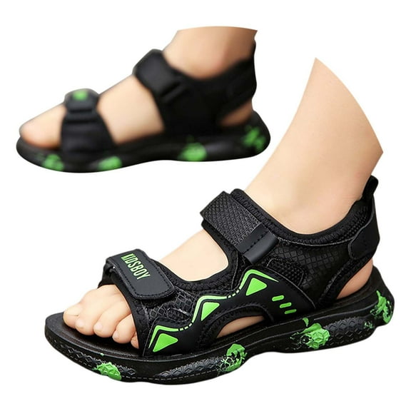 TAIAOJING Toddler Boys Sandals For Kids 6 11 Years Breathable Hook And Loop Strap Casual Summer Outdoor Play Shoes Lightweight Comfortable Durable Lovely 10.5-11Y