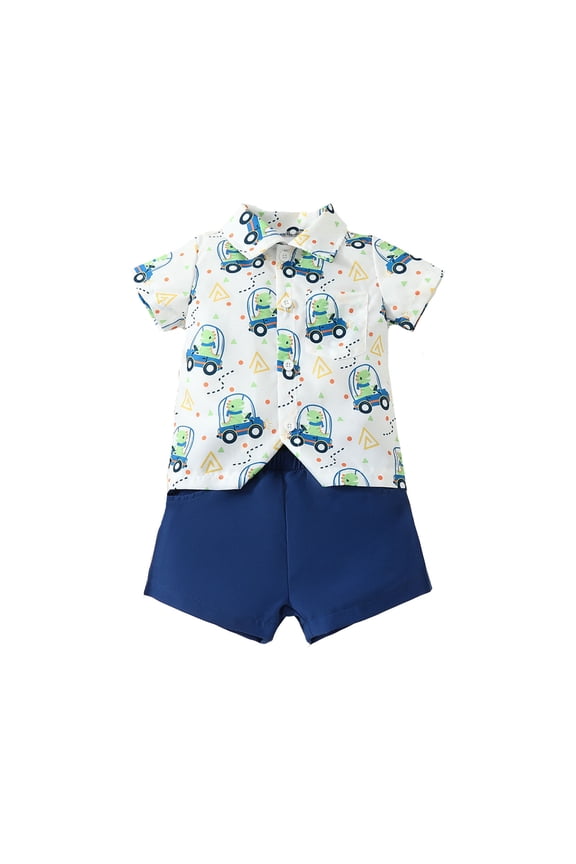 Toddler Boys Short Sleeve Cartoon Pineapple Prints T-Shirt Tops Shorts Child Kids Gentleman Outfits Sets Boho 2-3Y