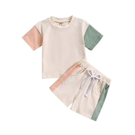 TAIAOJING Toddler Boys Short Sleeve Prints T Shirt Tops Shorts Child Kids 2PC Set Outfits Clothes For 3-6 Months