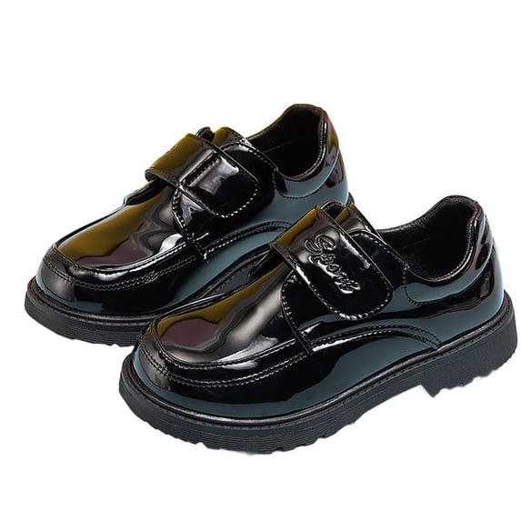 TAIAOJING Toddler Boys Soft Sole Black Leather Shoes For School And Performance Soft 34