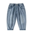 thumbnail image 1 of TAIAOJING Toddler Boys Stretch Denim Pants For Kids Comfortable Casual Loose Fit Jeans Trousers With Elastic Waist For Outdoor School Daily Wear Soft 8-10Y, 1 of 7
