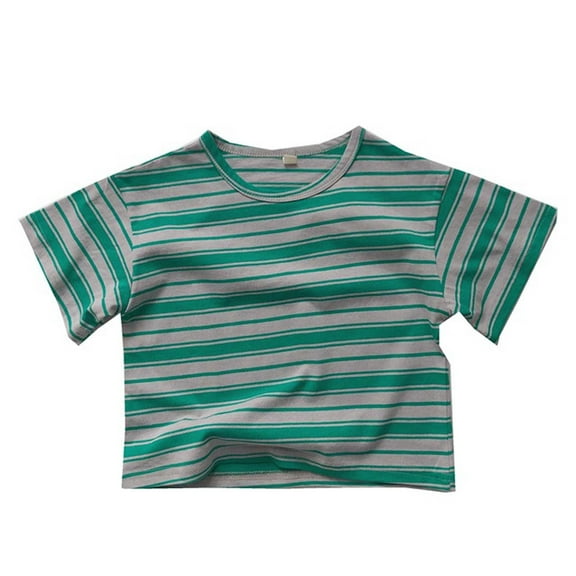 TAIAOJING Toddler Boys Striped Tops Vintage Short Sleeve Tee Casual Comfortable Kids Shirt For Summer School Outfits Sets Soft 5-6Y