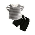 thumbnail image 1 of TAIAOJING Toddler Boys Summer 2PCS Outfit Sets Short Sleeve Striped Prints Tops Shorts 2PCS Outfits Clothes Set For Children Clothes 18-24 Months, 1 of 4