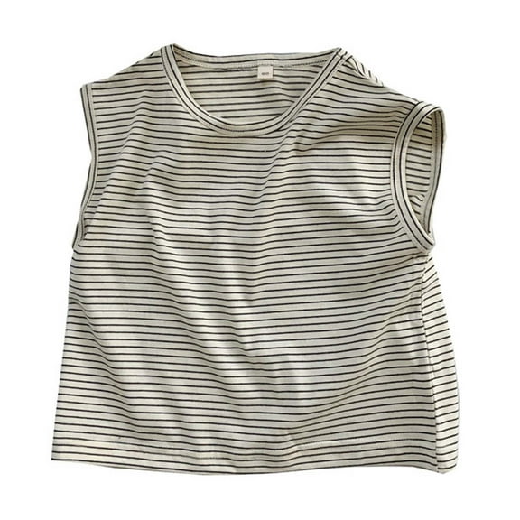 TAIAOJING Toddler Boys Summer Striped Knit Sleeveless Vest Tops Boys Tank Tops Casual Loose Fit O-Neck Tee For Kids Beach School Party Outfits Sets Ages 1 8 Boho 6-7Y