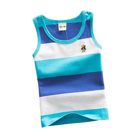 TAIAOJING Toddler Boys Summer Tank Tops Rainbow Striped Sleeveless Shirt Comfortable Stretchy Casual Wear For Kids Age 3-14 Cozy 6-7Y