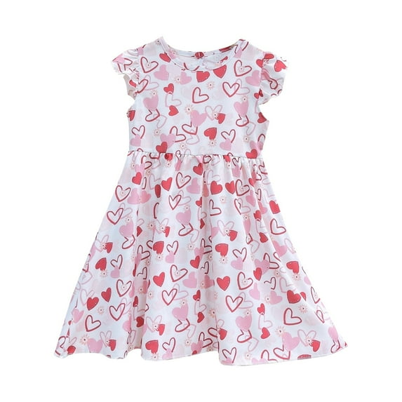 TAIAOJING Toddler Child Fashion Floral Knee Length Flying Sleeve Dress Casual Dress For 3-10 Years Old Comfort 8-9Y