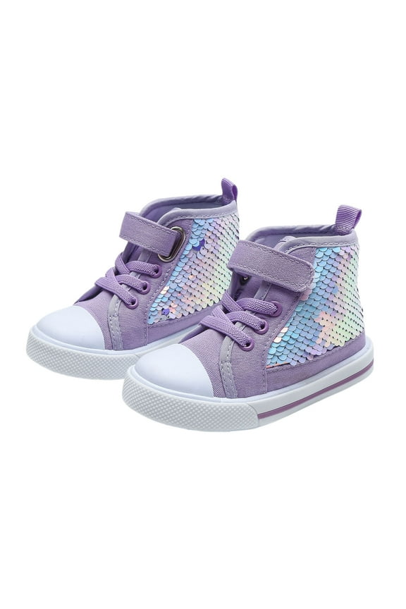 Toddler Child Fashion Spring Fall High Tops Trend Sequin Princess Shoes Girls Buckle Casual Board Shoes Soft Footwear 4.5-5 Years