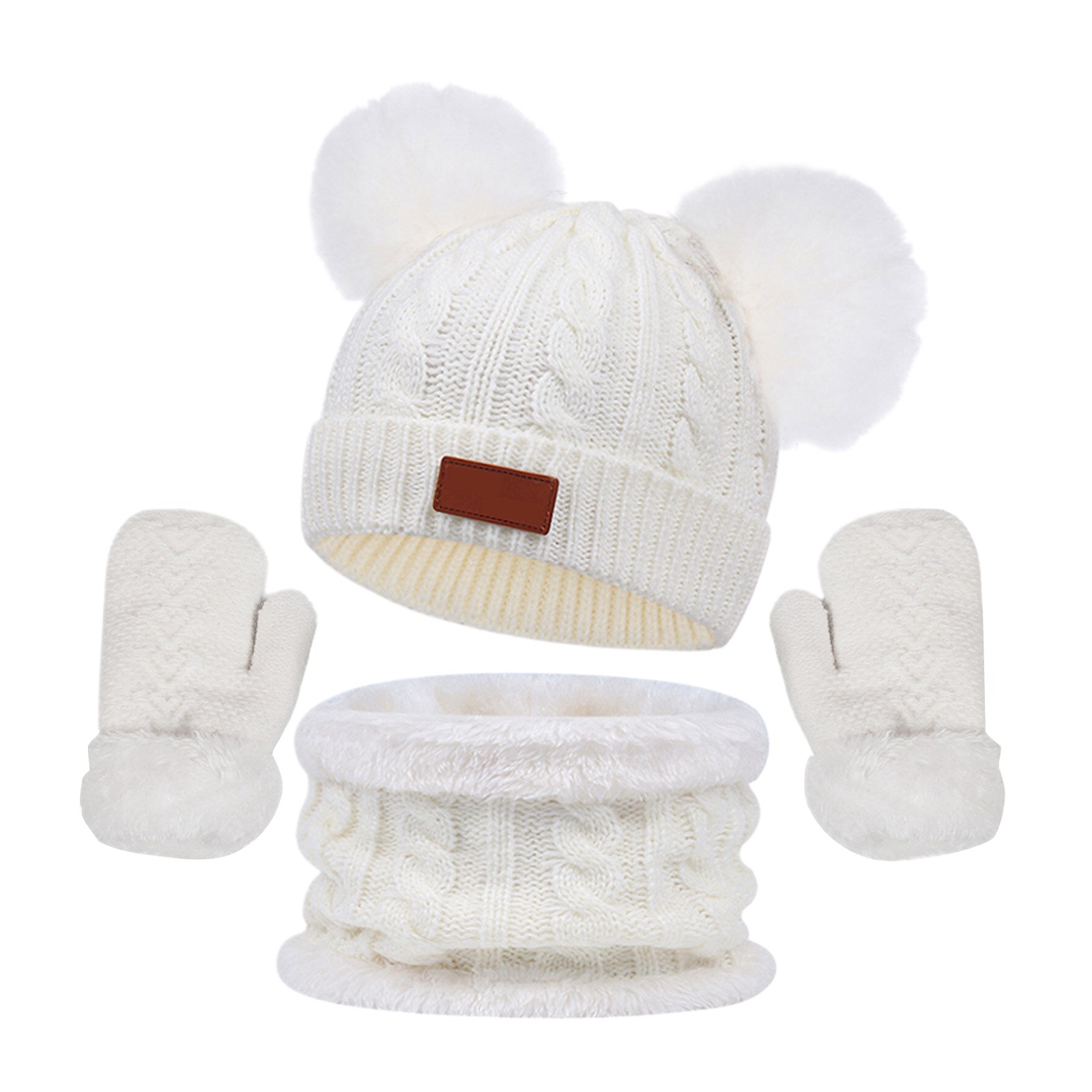TAIAOJING Toddler Child Hats Scarves Gloves Three Piece Spring New Warm Two Baby Hats. Cute Daliywear One Size