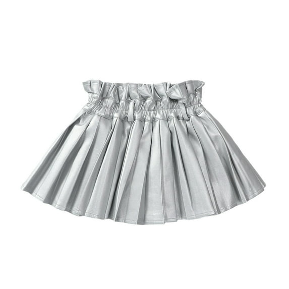TAIAOJING Toddler Child PU Solid Color Fashion Personality Dress Full Skirt Girls Skirt Leisure Baby Daliywear 3-4 Years