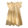 thumbnail image 1 of TAIAOJING Toddler Children Girls Fly Sleeve Flowers Embroidery Dresses Boho Beach Casual Birthday Sundress Comfort 2-3Y, 1 of 4
