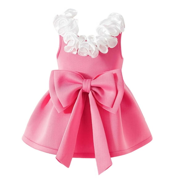 TAIAOJING Toddler Children Girls Sleeveless Dress Solid Color Bowknot Lace Dresses Boho Beach Casual Birthday Sundress Holiday 12-18M