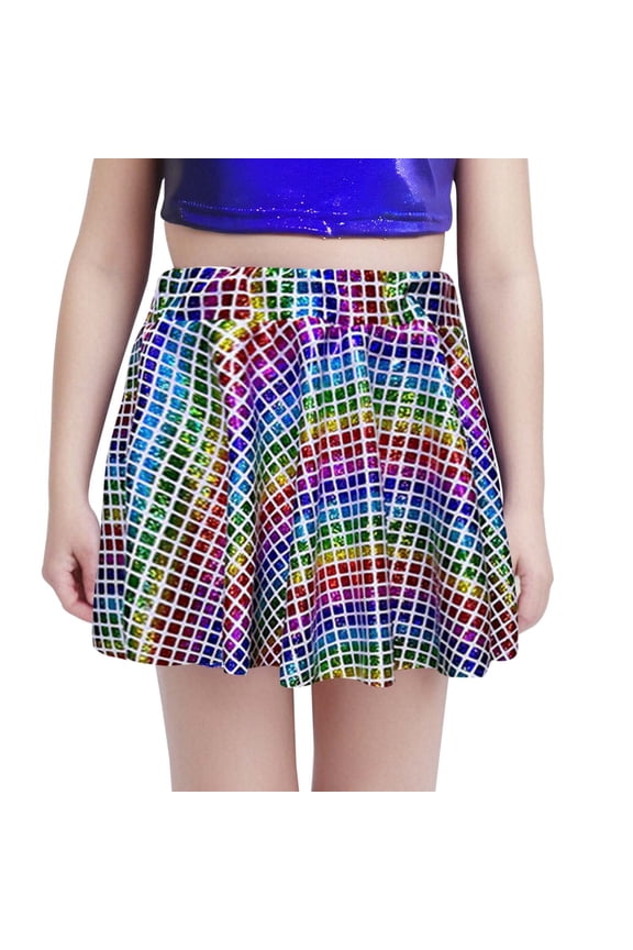 Toddler Children's Sequin Cheerleading Skirt With Cut Design Versatile Dance Short Dress For Performances And Events S