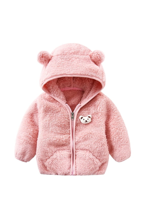 Toddler Cute Jacket Baby Girls Boys Bear Ears Hooded Outerwear Zipper Warm Winter Coat Warm Outwear 6-12 Months