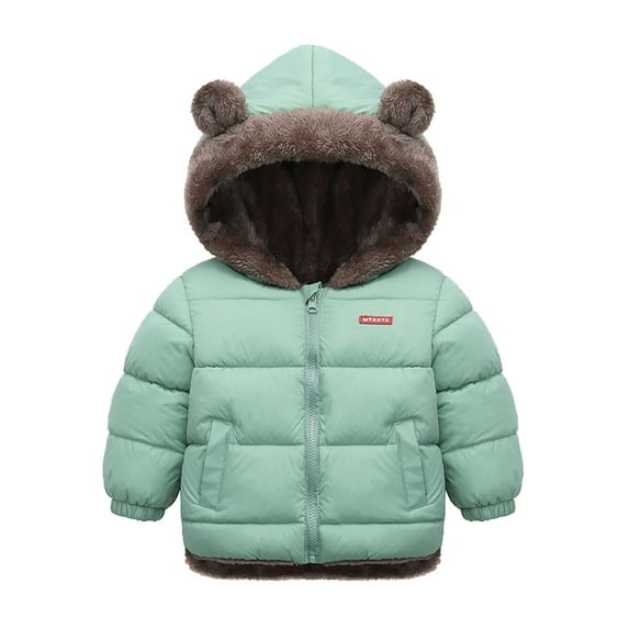 TAIAOJING Toddler Cute Jacket Boys Girls Winter Coat Bear Ears Hooded With Pocket Two Sided Wear Thicken Windproof Zipper Warm Outwear Warm Outwear 2-3 Years