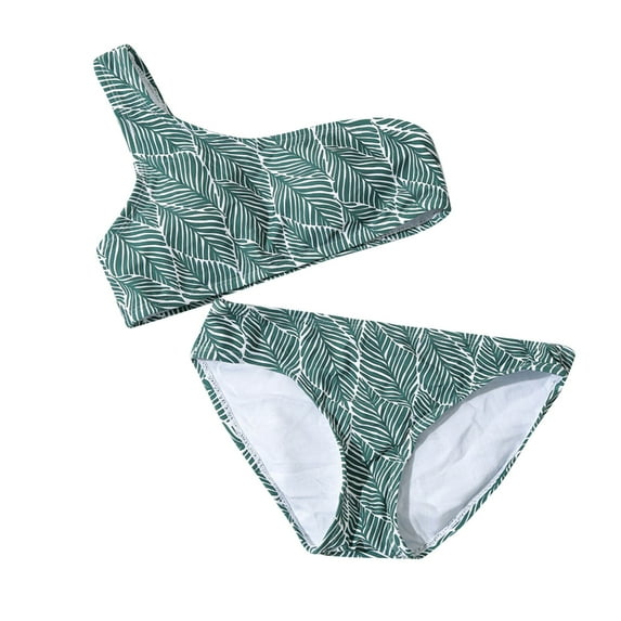 TAIAOJING Toddler Girl 2 Piece Swimsuit Sport Prints High Waist Bikini Set Swimwear Bathing Suit For 9-10 Years