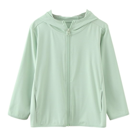 TAIAOJING Toddler Girl Boy Windbreaker Hooded Zip Jackets Summer Long Sleeve Sun Proof Clothing Solid Color Outdoor Breathable Light Coat Light Air Conditioning Clothes Outerwear Jackets 2-3 Years