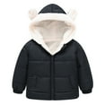 thumbnail image 1 of TAIAOJING Toddler Girl Boy Windbreaker Hooded Zip Down Puffer Jackets Boys Girls Winter Coat Bear Ears Hooded Wear Thicken Windproof Zipper Warm Outwear Jacket for Kids Parka 18-24 Months, 1 of 3