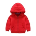 thumbnail image 1 of TAIAOJING Toddler Girl Boy Zip Up Hooded Sweatshirts Jacket Kids Drawstring Pullover Hooded Comfortable Loose Long Sleeve Soild With Pocket Sweatshirt Coat Winter Soft Coat Outwear 4-5 Years, 1 of 1
