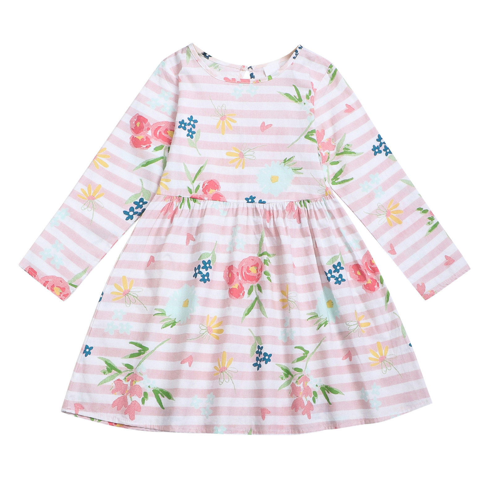 Girls Skater Plain Long Sleeve Summer Swing Dress Black White Red Pink Ages 5-13 | UK