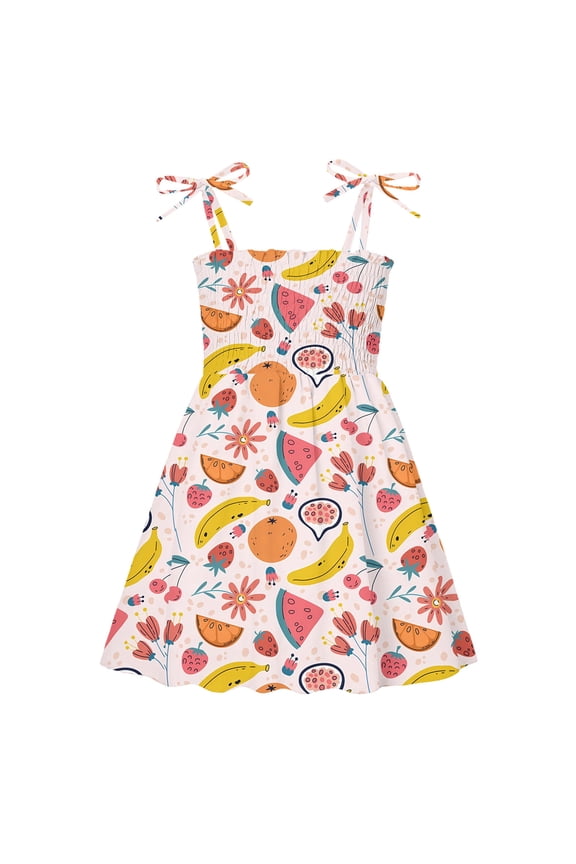 Toddler Girl Dress Kids Girls Sleeveless Fruit Prints Dress Dance Party Dresses Clothes Beach Boho Dresses 18-24 Months