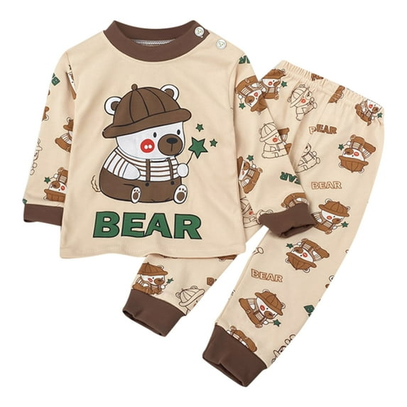 TAIAOJING Toddler Girl Fall Winter Outfits Girls Boys Soft Pajamas Cartoon Prints Long Sleeve Kid Sleepwear Sets Fall Outfits 6-12 Months