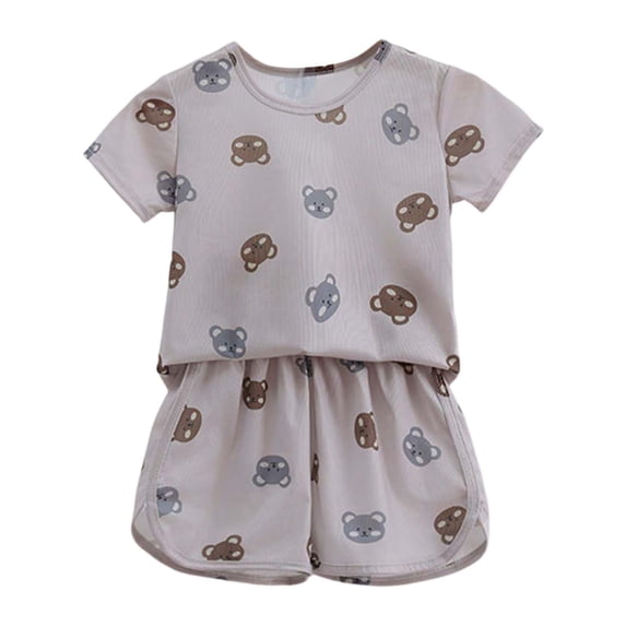 TAIAOJING Toddler Girl Ruffle Short Sleeve Strawberry Print T-Shirt Tops Shorts Home Clothes Loose Sportswear Suit Outfits Sets 0-6 Years Comfort 6-7Y