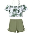 thumbnail image 1 of TAIAOJING Toddler Girls 2PCS Swimsuit Summer Pool Hawaii Tropical Beachwear Bathing Suit High Waist Bikini Swim Wear Sets With Cover Up Leisure 8-9Y, 1 of 5