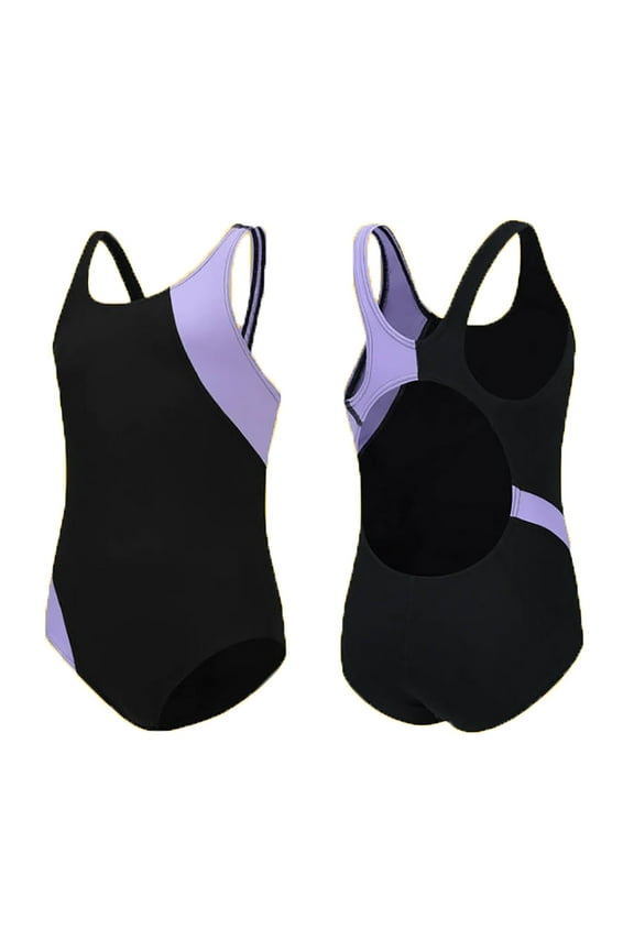 Toddler Girls Athletic Swimsuit Summer Pool Hawaii Tropical Beachwear Kids Black Swimwear For Swim Team Practice Competition Beach Sport Bathing Suit Fashionable 4-5Y