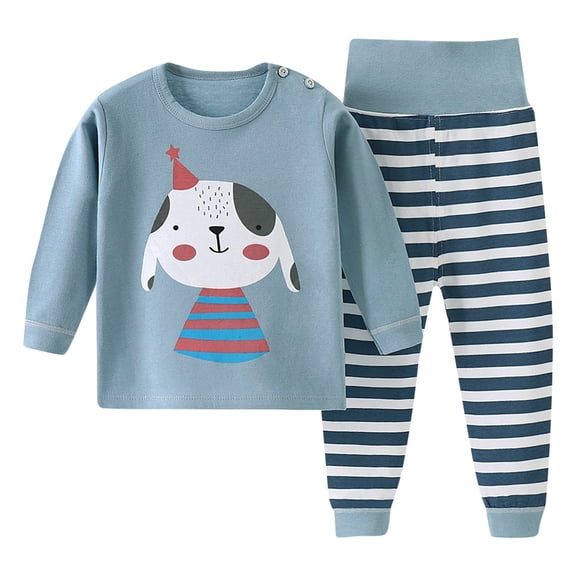 TAIAOJING Toddler Girls Boys Baby Soft Pajamas Toddler Cartoon Prints Hight Waist Long Sleeve Kid Sleepwear Sets 3-6 Months