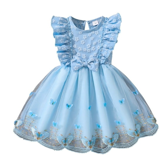 TAIAOJING Toddler Girls Dresses For Everyday Wear Outdoor Picnics And Photo Parties Summer Sleeveless Ruffled Dress For Girls 3-7 Classic 6-7Y