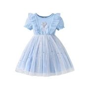 TAIAOJING Toddler Girls Lace Dress With Star Print Lightweight For Spring Soft 3-4Y
