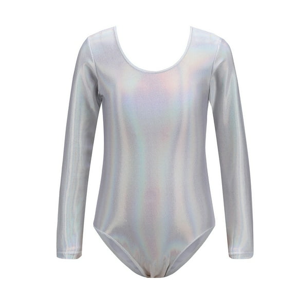 TAIAOJING Toddler Girls Long Sleeve Gymnastics Leotards Shiny Dance Leotard Ballet Leotard Classic Ballet Yoga Leotard Bodysuit Gymnastics Suit Stylish 5-6Y