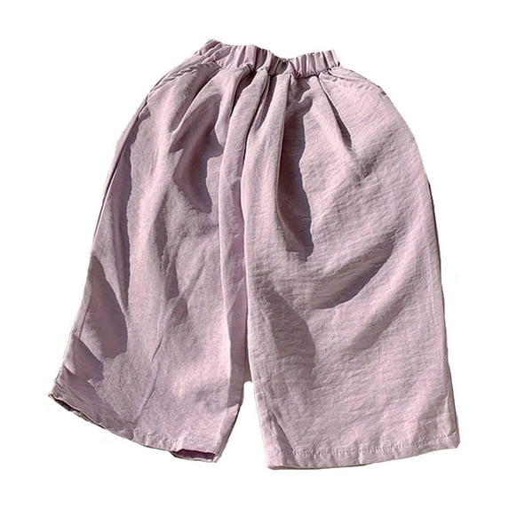 TAIAOJING Toddler Girls Pants Summer Child Solid Color Loose Casual Pants Wide Leg Pants Sportswear Long Pants Comfort 5-6Y