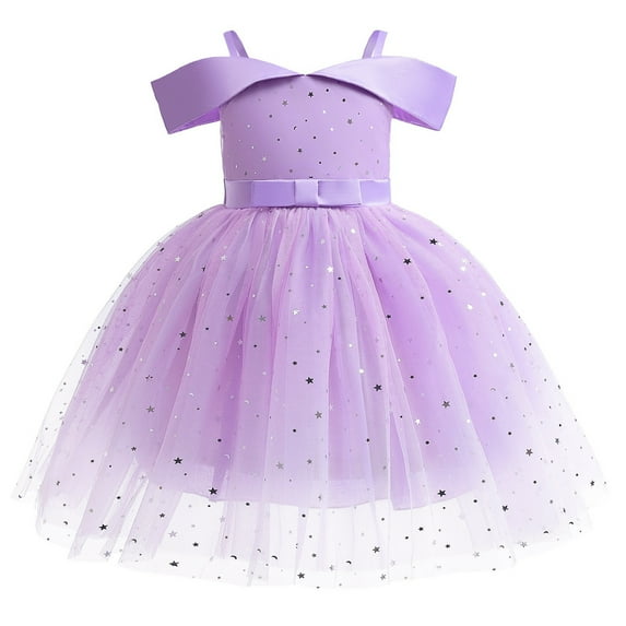 TAIAOJING Toddler Girls Princess Pageant Gown Dresses Solid Color Bowknot Party Princess Dress Soft 4-5Y