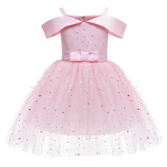 TAIAOJING Toddler Girls Princess Pageant Gown Dresses Solid Color Bowknot Party Princess Dress Trendy 3-4Y