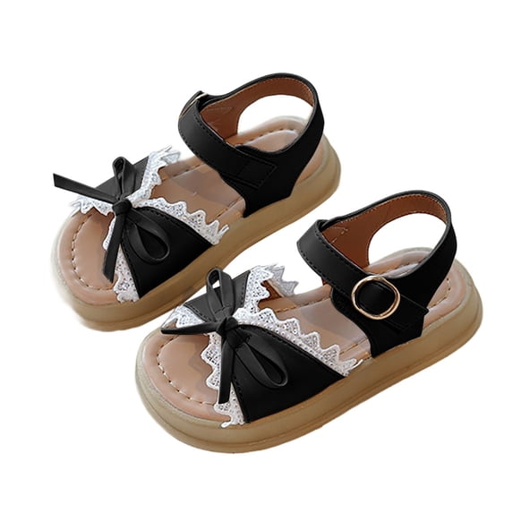 TAIAOJING Toddler Girls Sandals 2025 Summer Child Bow Fashion Shoes Little Girls Baby Soft Bottom Beach Shoes Cute 2.5-3Y