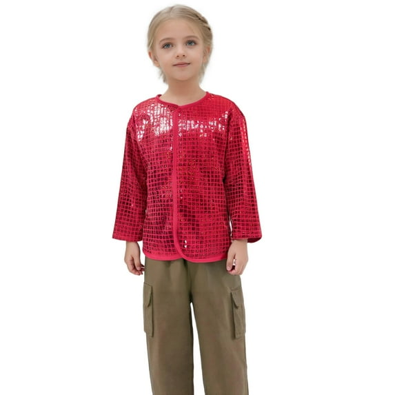 TAIAOJING Toddler Girls Shiny Sequin Jacket Long Sleeve Lightweight Jackets Coat Party Party Tops Holiday 12-24M