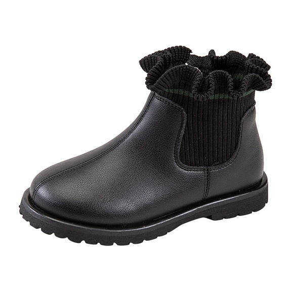 TAIAOJING Toddler Girls Shoes Crop Boots Shoes Fashion Non- Breathable Girl Boots Soft Footwear 6-7 Years