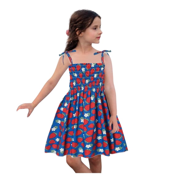 TAIAOJING Toddler Girls Sleeveless Dresses Strap Casual Clothes Summer Baby Beach Kids Girls Dress&Skirt