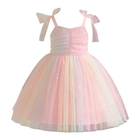 TAIAOJING Toddler Girls Sleeveless Spaghetti Dress Dance Party Princess Dresses Beach Casual Birthday Boho Sundress Cute 2-3Y