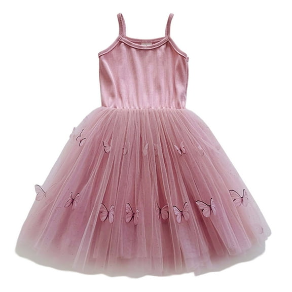 TAIAOJING Toddler Girls Sleeveless Spaghetti Dress Dance Party Princess Dresses Beach Casual Birthday Boho Sundress Cute 6-12M